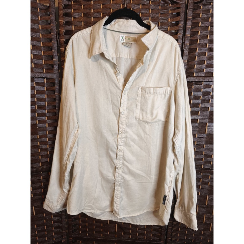ExOfficio Shirt Mens Medium Beige Insect Shield Outdoor Fishing Hiking Button
